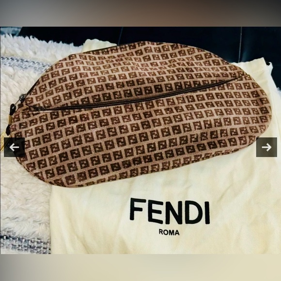 Fendi Brown Velvet Monogram Clutch - Picture 7 of 16